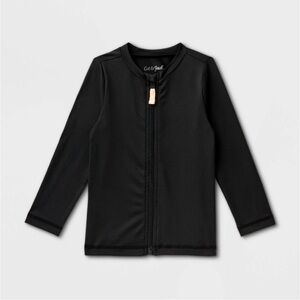 Toddler Long Sleeve Zip-Up Rash Guard Top - Cat & Jack™ Black 2T